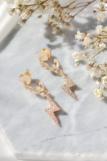 "Stormy" | 24K CZ Lighting Bolt Earrings
