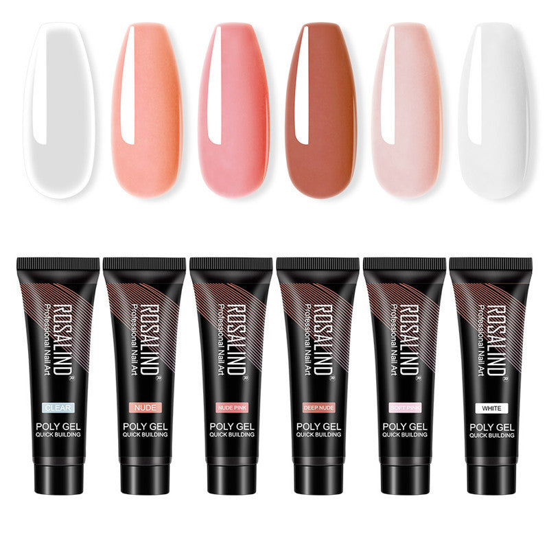 a row of different colored nail polish tubes
