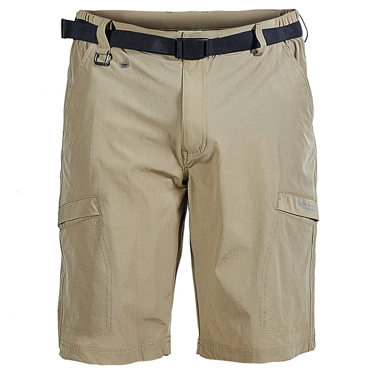 a pair of khaki shorts with a belt