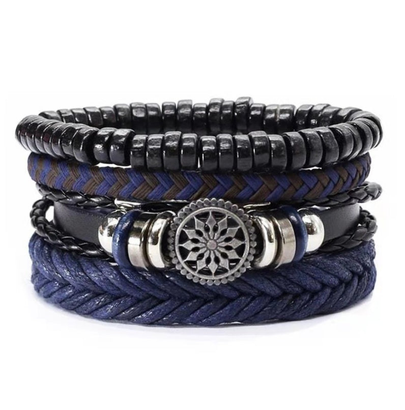 a stack of bracelets on a white background