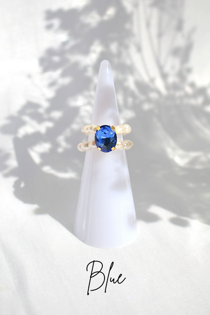 "Ocean Secret" | 3 Shades Blue CZ Freshwater Pearl Rings
