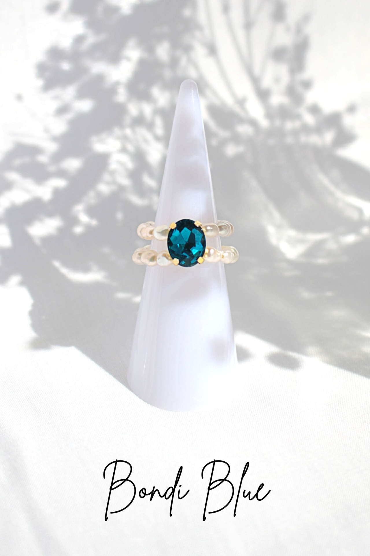 "Ocean Secret" | 3 Shades Blue CZ Freshwater Pearl Rings