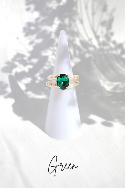 "Ocean Secret" | 3 Shades Blue CZ Freshwater Pearl Rings