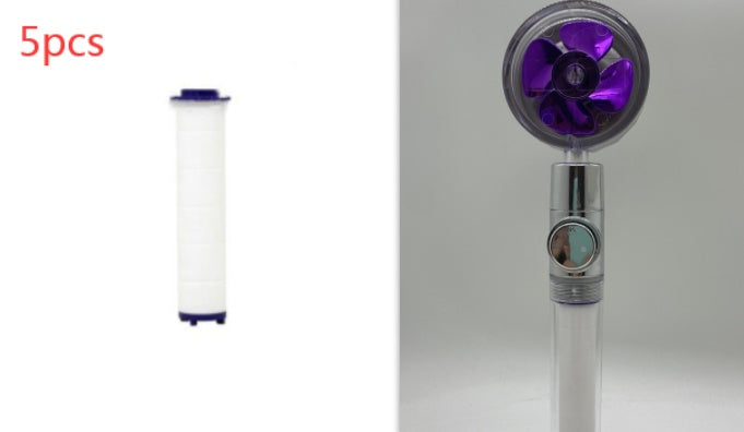 a fan with a purple and white fan