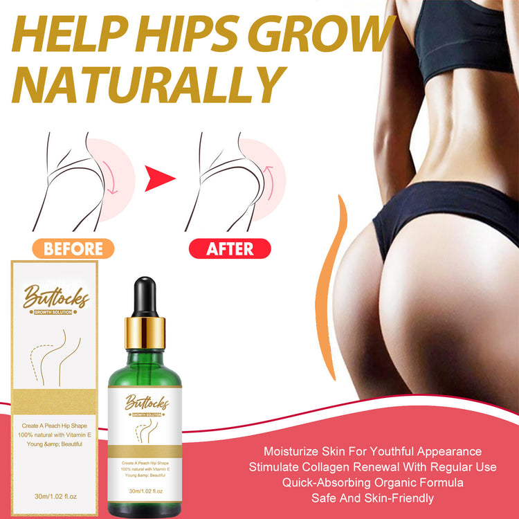a woman's buttocks and a bottle of serum
