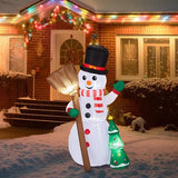 6.2-Foot Lighted Inflatable Snowman with Groom Decoration