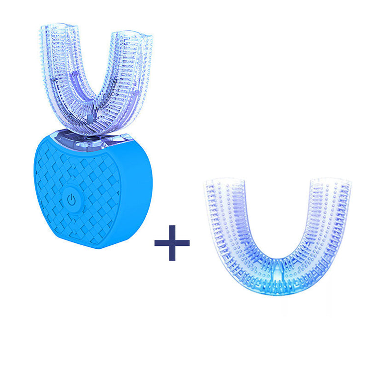 a blue and clear toothbrush