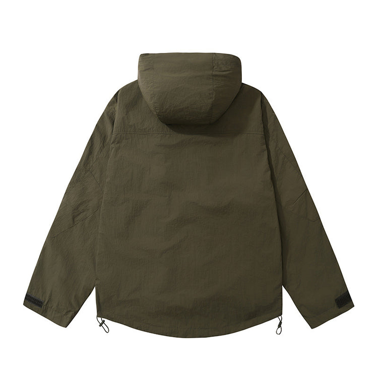 a green jacket with a hood