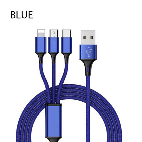 a blue cable with a black text