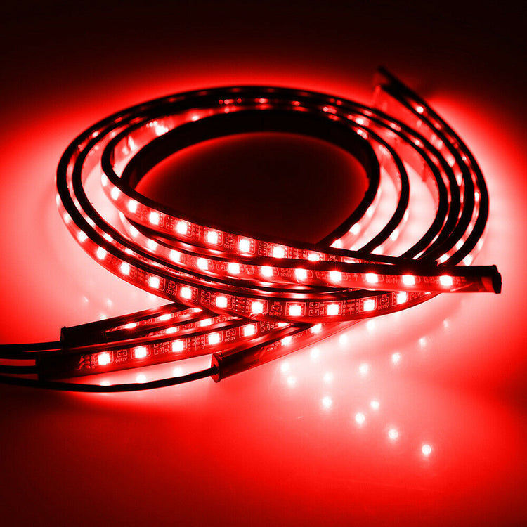 a red light strip on a red surface