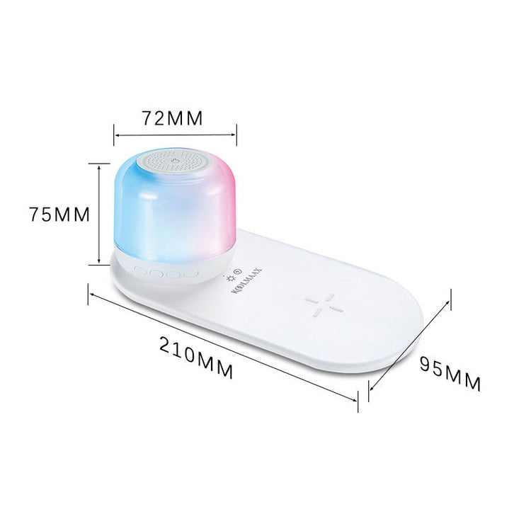 a device with a blue and pink light