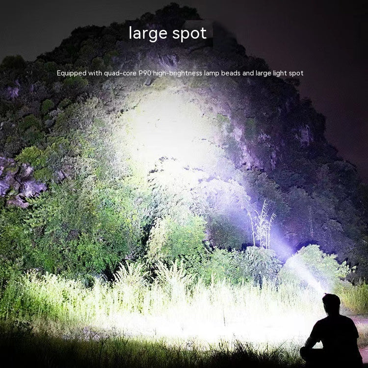 a person sitting in front of a large spot