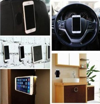 a collage of cell phones on a steering wheel