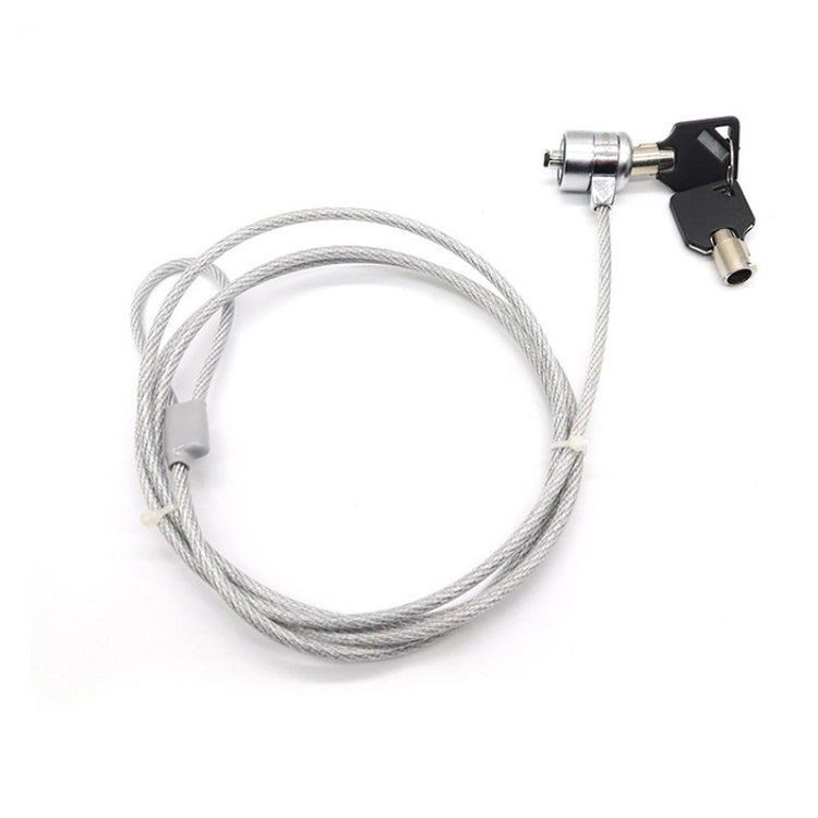 a lock with a key attached to a cable