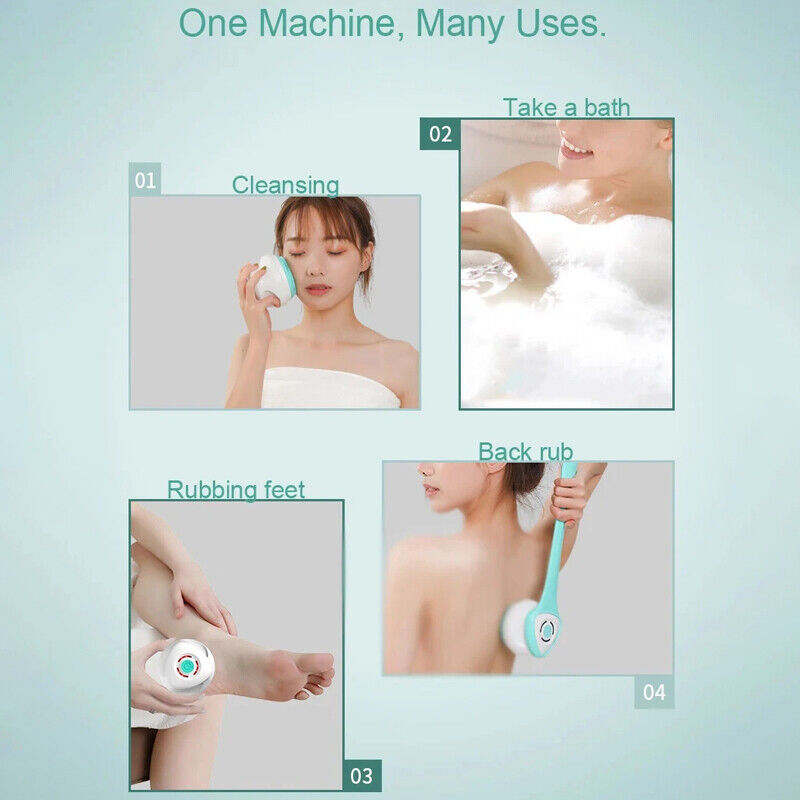 a collage of a woman using a brush