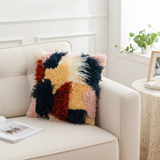 Plutus Red, White, Blue Fanciful Boho Animal Faux Fur Luxury Throw Pillow