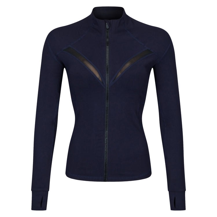 a blue jacket with zipper