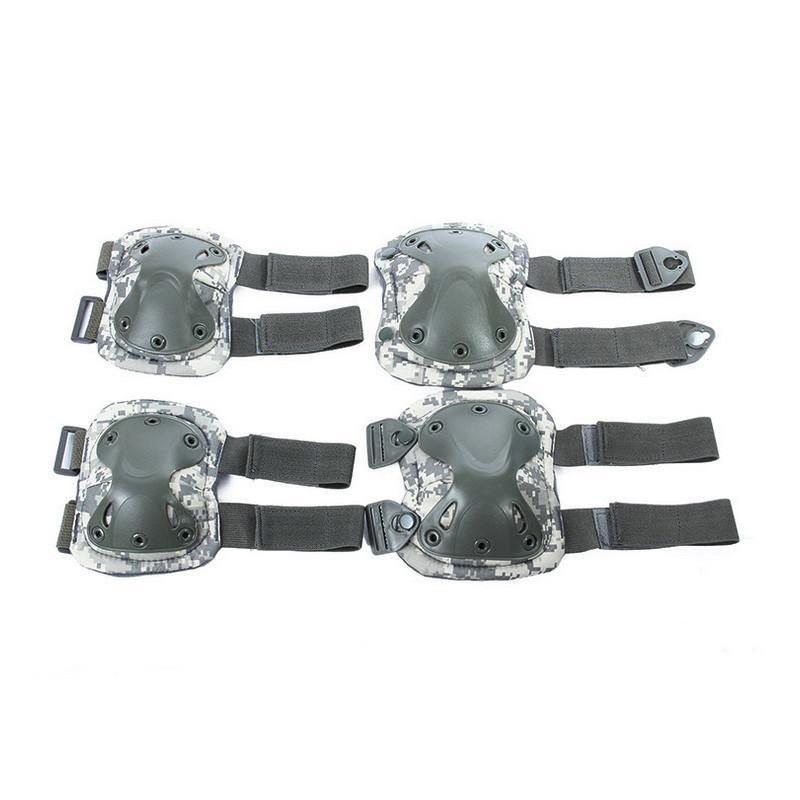 several knee pads on a white background