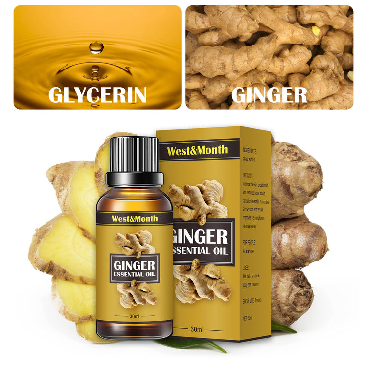 a ginger essential oil and a box of ginger