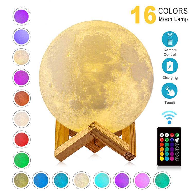 a moon lamp with different colors