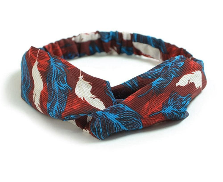 a headband with feathers on it