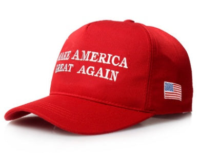 a red hat with a flag on it