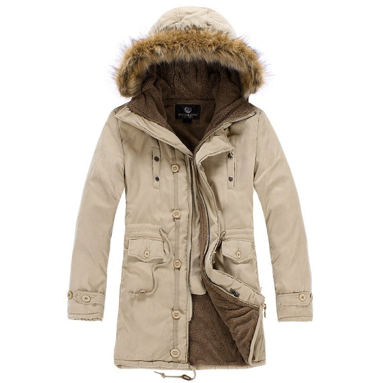 a tan coat with a fur hood