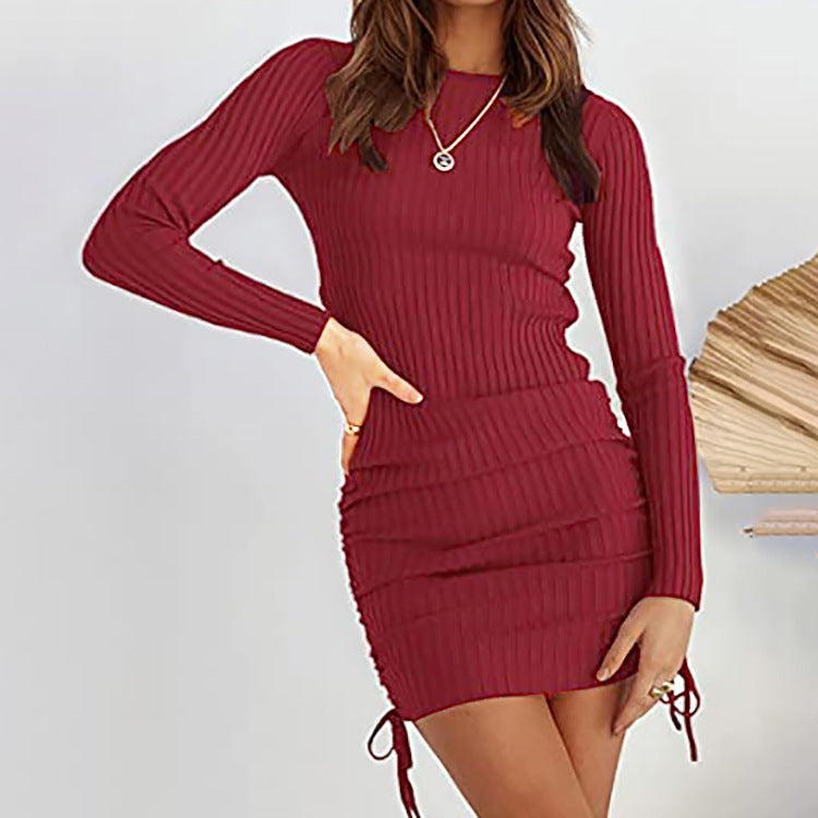 a woman in a red dress