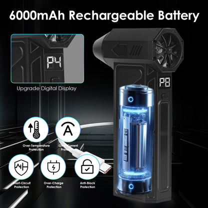1Pc Compressed Air Duster With LED Light Vacuum Cleaner Max 160000RPM Speed For PC Keyboard Cleaning High Speed Rechargeable Cordless Air Blower With 4 Speeds For Home Car Outdoor