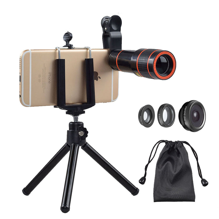 a camera with a tripod and lens