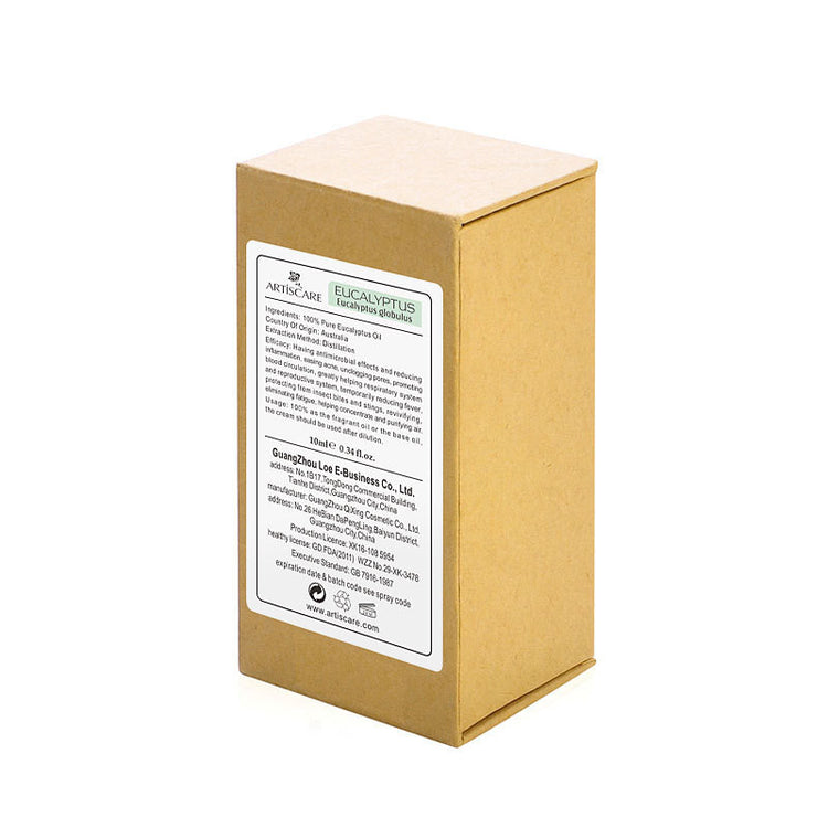 a brown box with white label