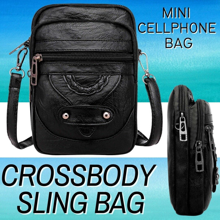 a black leather cross body bag