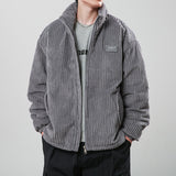 Winter Corduroy Cotton-padded Coat Warm Stand Collar Zipper Jacket Casual Outdoor Streetwear Men's Clothing