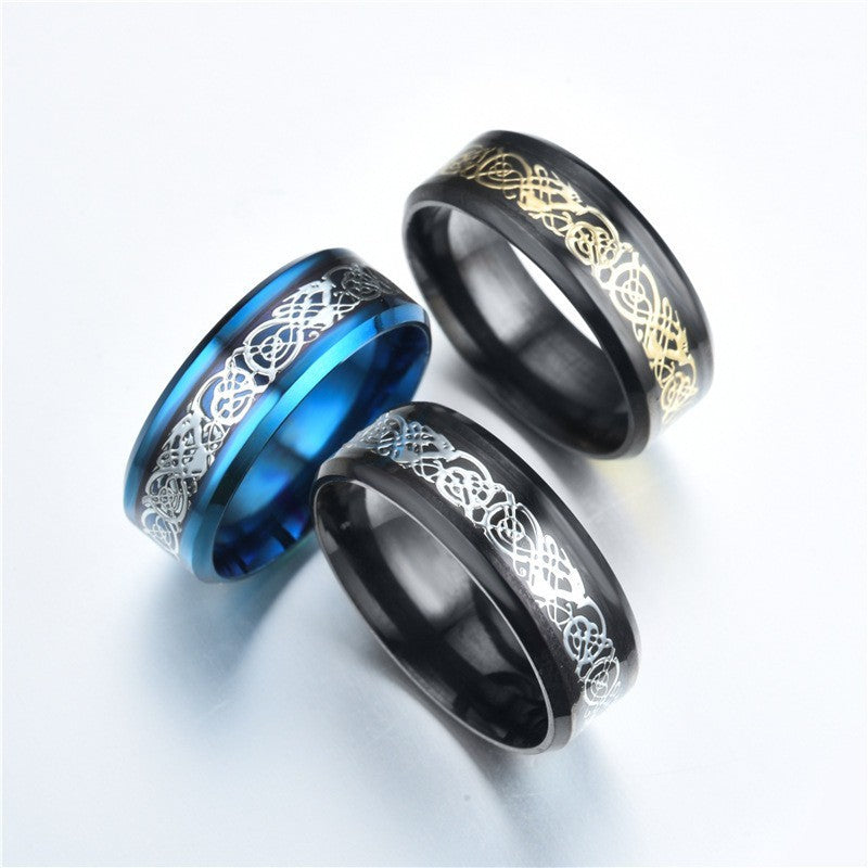 a group of rings with designs on them