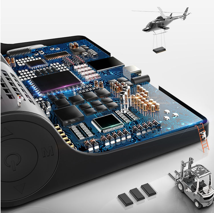 a machine with a helicopter flying