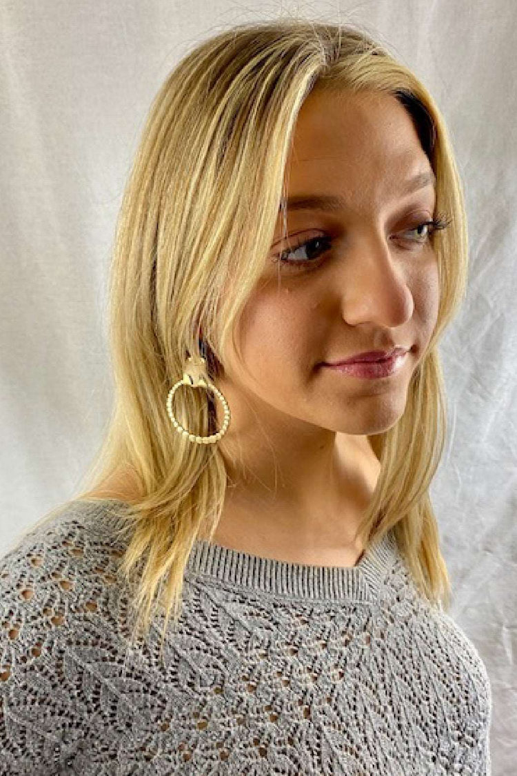 a woman looking to the side