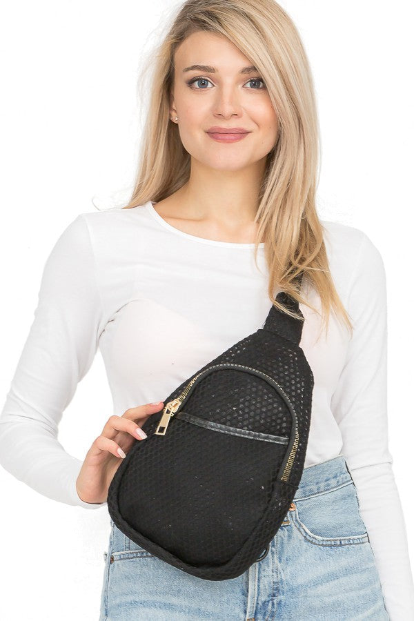 Trimmed Mesh Sling Bag