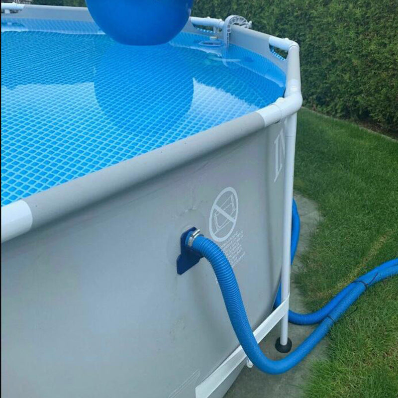 a pool with a blue ball on top