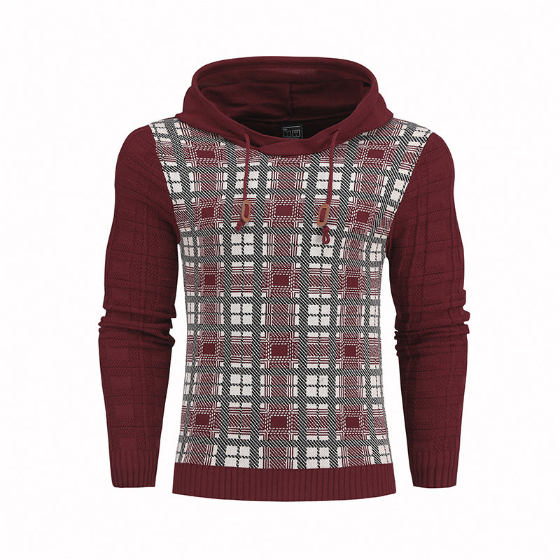 a red and white plaid hoodie