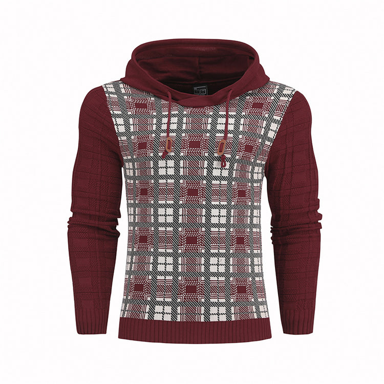a red and white plaid hoodie
