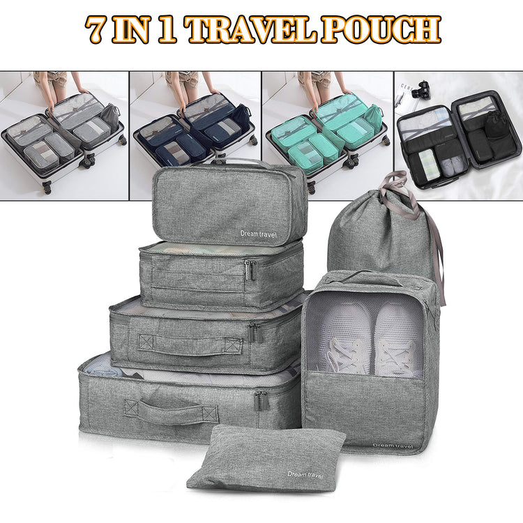 a group of luggage bags