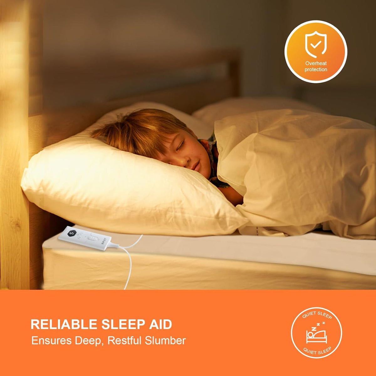 a child sleeping in a bed