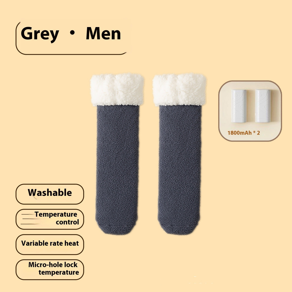 a pair of grey socks with white fur