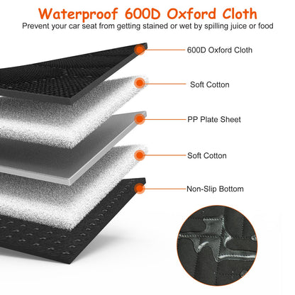 Dog Car Back Seat Cover With Zipper Mesh Window Storage Bags Waterproof 600D Oxford Cloth Car Seat Protector With Slide Flaps For Cars Trucks SUVs