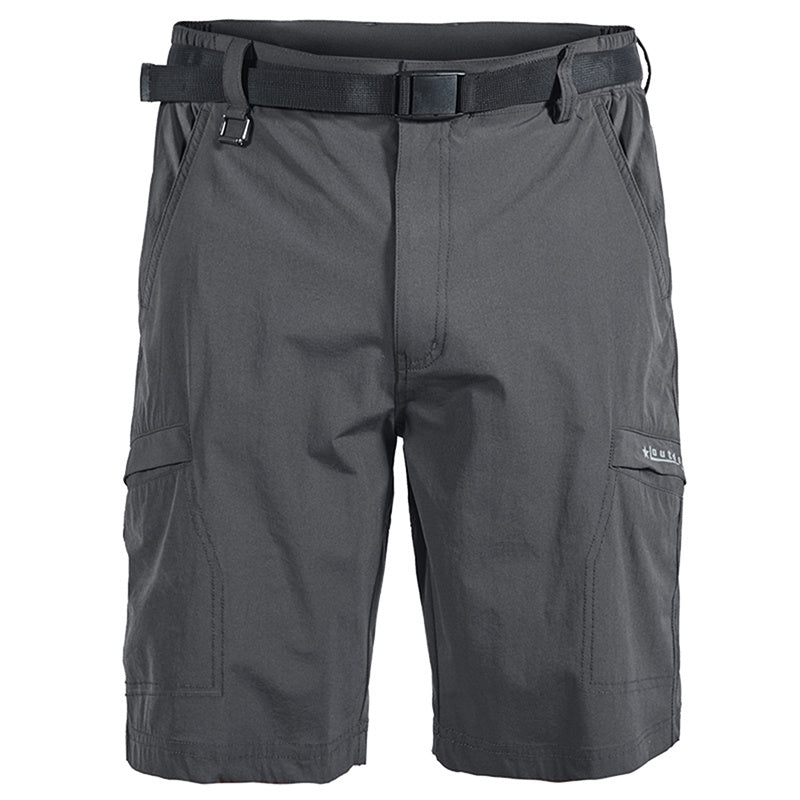 a grey shorts with a belt