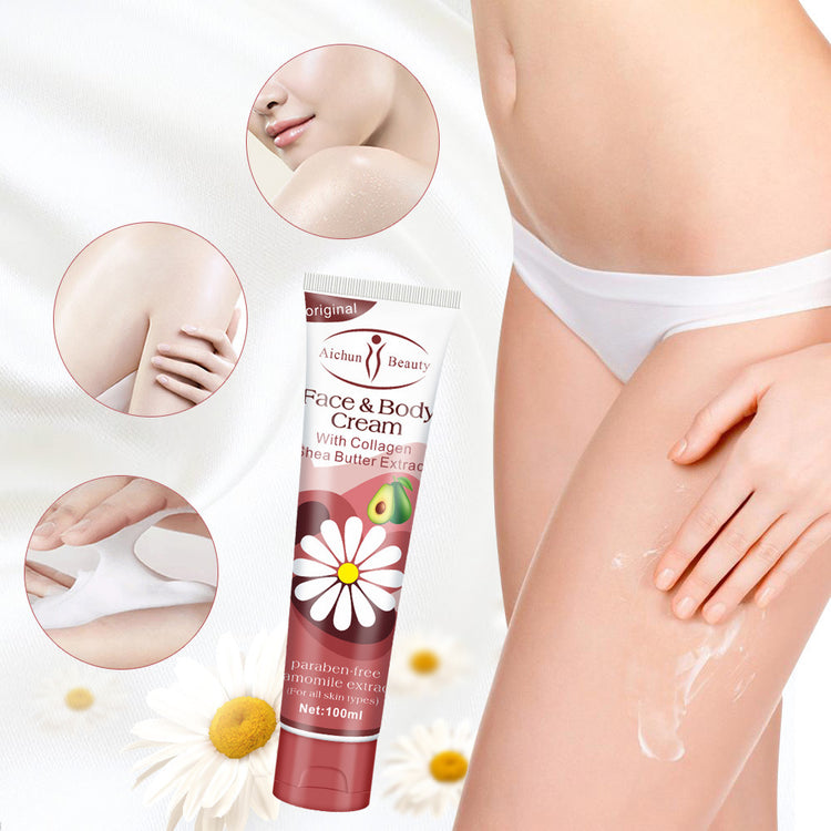 a woman's body with a tube of cream