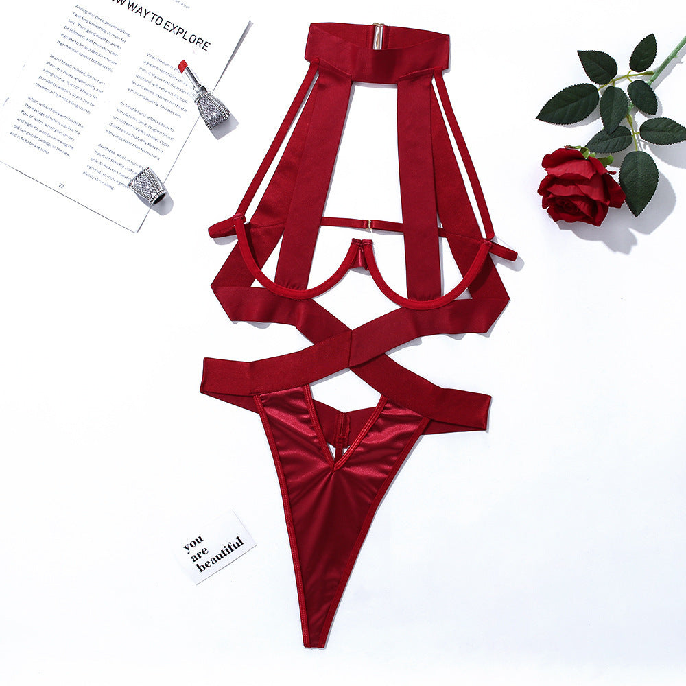 a red lingerie and a rose