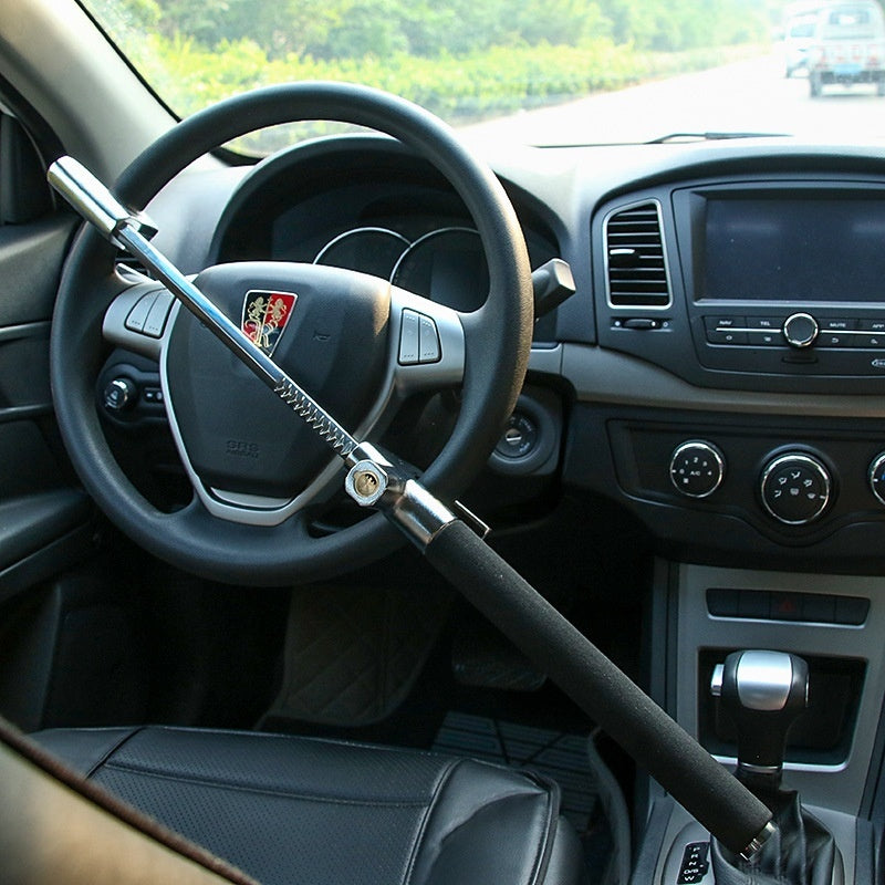 the steering wheel and dashboard of a car