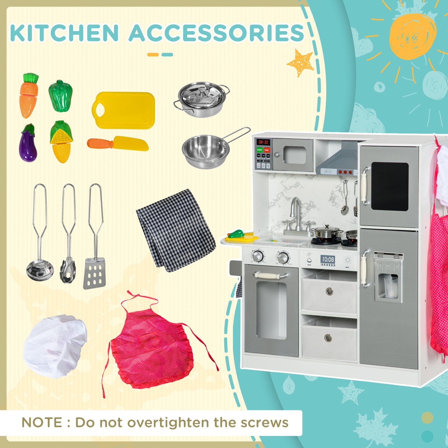 Play Kitchen Set for Kids W/ Lights Sounds