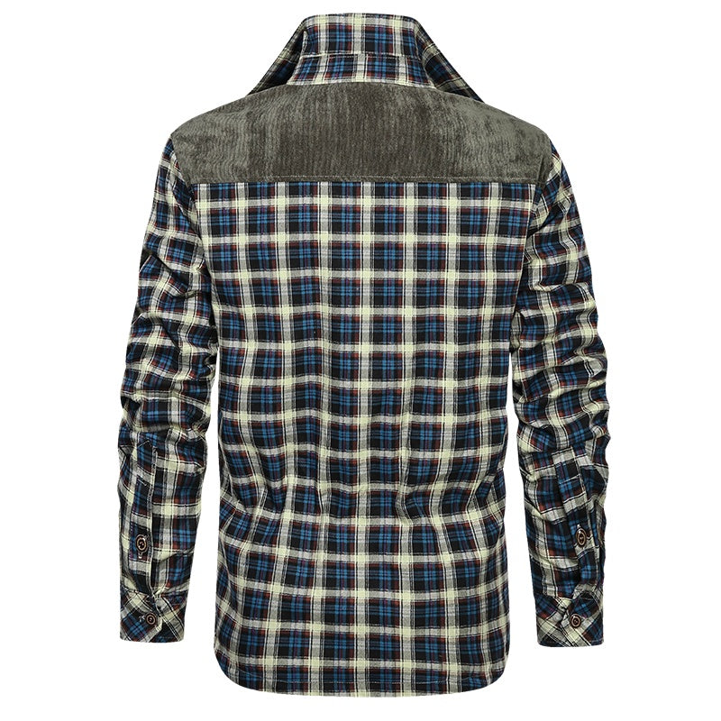 a back view of a flannel shirt